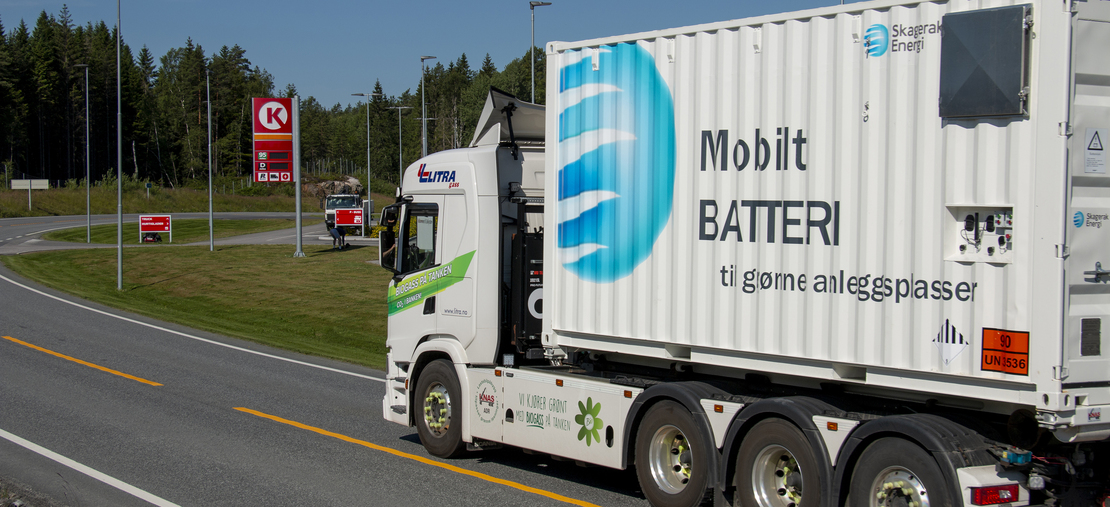 Mobilt batteri på lastebil